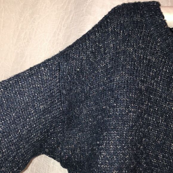 Joie S Indigo Blue Silver Metallic Knit Alpaca Blend Pullover Sweater - Picture 7 of 14
